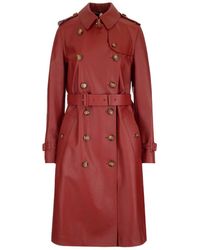Burberry Haddington Belted Trench Coat - Red