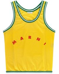 Marni Logo Print Perforated Tote Bag - Yellow