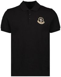 Moncler - Logo Embroidered Ribbed Collar Polo Shirt - Lyst