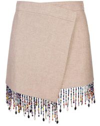 MSGM - Sand Mini Skirt With Bead Appliqué - Lyst