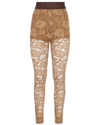 Dolce & Gabbana - Logo-waistband Stretched Laced Leggings - Lyst