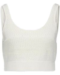 FRAME - Crochet Knit Cropped Sleeveless Top - Lyst