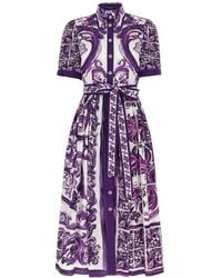 Dolce & Gabbana - 'Maiolica' Print Chemisier Dress - Lyst