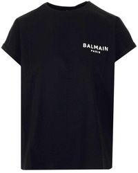 Balmain Small Flocked Logo T-shirt - Black
