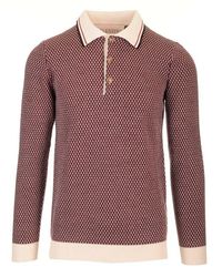 Valentino - All-Over Patterned Long-Sleeved Knitted Polo Shirt - Lyst