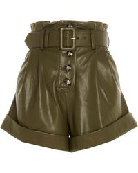 Self-Portrait Pf20135aolive Polyester Shorts - Green