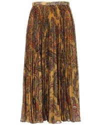 Etro - High-Waist Paisley-Printed Pleated Midi Skirt - Lyst