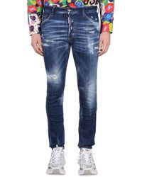 DSquared² - Logo Patch Distressed Slim-fit Jeans - Lyst