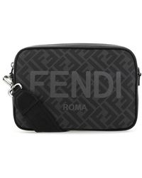 Fendi Ff Logo Print Shoulder Bag - Black