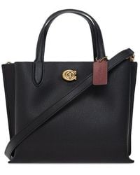 COACH - Polished Pebble Leather Willow Tote 24 Black - Lyst