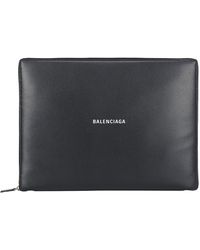Balenciaga Logo Clutch Bag - Black