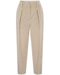 Brunello Cucinelli - Striped Canvas Trousers - Lyst