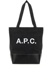 A.P.C. - Black Denim And Leather Shopping Bag - Lyst