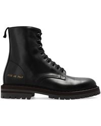 Common Projects - Lace-up Side-zipped Combat Boots - Lyst
