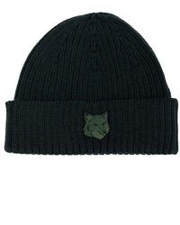 Maison Kitsuné - Bold Fox Head Patch Knitted Beanie - Lyst