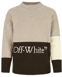 Off-White c/o Virgil Abloh Synthetic Alpaca & Mohair-blend Crewneck Sweater in Blue for Men Mens Clothing Sweaters and knitwear 