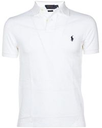 Polo Ralph Lauren Logo Embroidered Polo Shirt - White