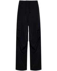 MM6 by Maison Martin Margiela - Gather Detailed Twill Wide Leg Trousers - Lyst