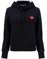 COMME DES GARÇONS PLAY Heart-embroidered Pullover Hoodie - Black