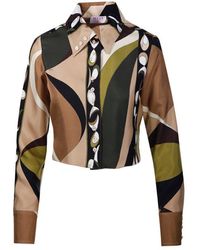 Emilio Pucci - Pesci-printed Cropped Shirt - Lyst