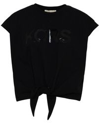 Michael Kors Synthetic Metallic Logo Jacquard Cropped Turtleneck 