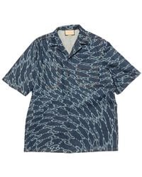 Gucci - Wavy GG Laser Print Denim Shirt - Lyst