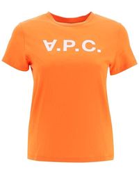 A.P.C. - T-shirt With Flocked Vpc Logo - Lyst