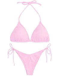 Reina Olga Susan Halterneck Triangle Bikini Set - Pink