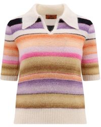 Missoni - Striped Short-sleeved Knitted Polo Top - Lyst