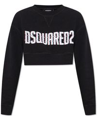 DSquared² - Logo-print Cropped Sweatshirt - Lyst