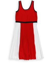 Tommy Hilfiger Color-block Pleated Sleeveless Dress - Red