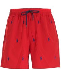 Polo Ralph Lauren - All-over Logo Embroidered Swim Shorts - Lyst