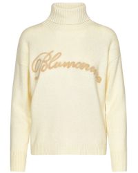 Blumarine - Logo Embroidered Turtleneck Sweater - Lyst