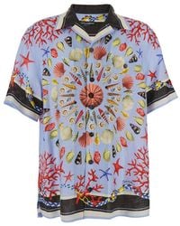 Dolce & Gabbana - Bowling Shirt With Cuban Collar And All-Over Print - Lyst