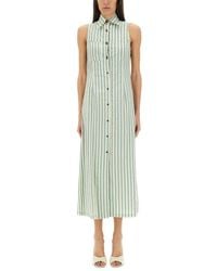 Alysi - Striped Button-Down Midi Dress - Lyst