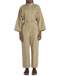 Weekend by Maxmara - Buttoned Belted Long-sleeved Jumpsuit - Lyst