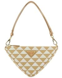 Prada Logo-triangle Embroidered Zipped Mini Shoulder Bag - Metallic