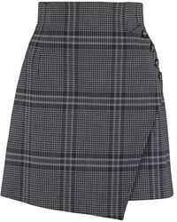Pinko Check Pattern Asymmetric Mini Skirt - Grey
