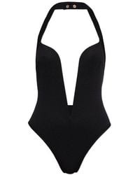 Balmain - Plunging V-neck One-piece Swimsuit - Lyst