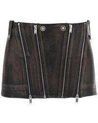 Dion Lee - Leather Biker Micro Skirt - Lyst