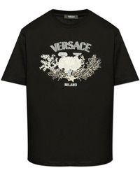 Versace - University Coral Embroidered Crewneck T-shirt - Lyst