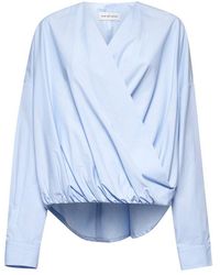 Dries Van Noten - Poplin Draped Blouse - Lyst
