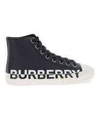 Burberry Larkhall High-top Sneakers In Black Calf Leather
