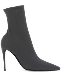 Dolce & Gabbana - Logo-plaque Pointed-toe Ankle Boots - Lyst