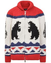 DSquared² - Intarsia Knit Zipped Sweater - Lyst