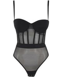 Elisabetta Franchi - Tulle Crêpe Bodysuit - Lyst