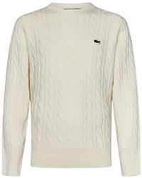 Lacoste - Cable Knit Carded Crewneck Jumper - Lyst