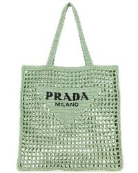 Prada Woven logo Raffia Tote Bag in Blue Lyst Canada