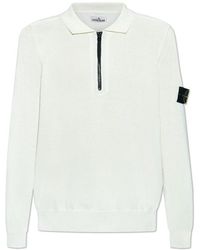 Stone Island - Polo-collared Knitted Sweater - Lyst