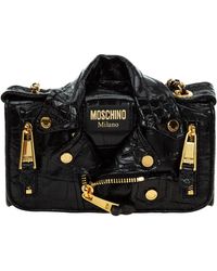 Moschino Leather Cross-body Messenger Shoulder Bag Biker - Black